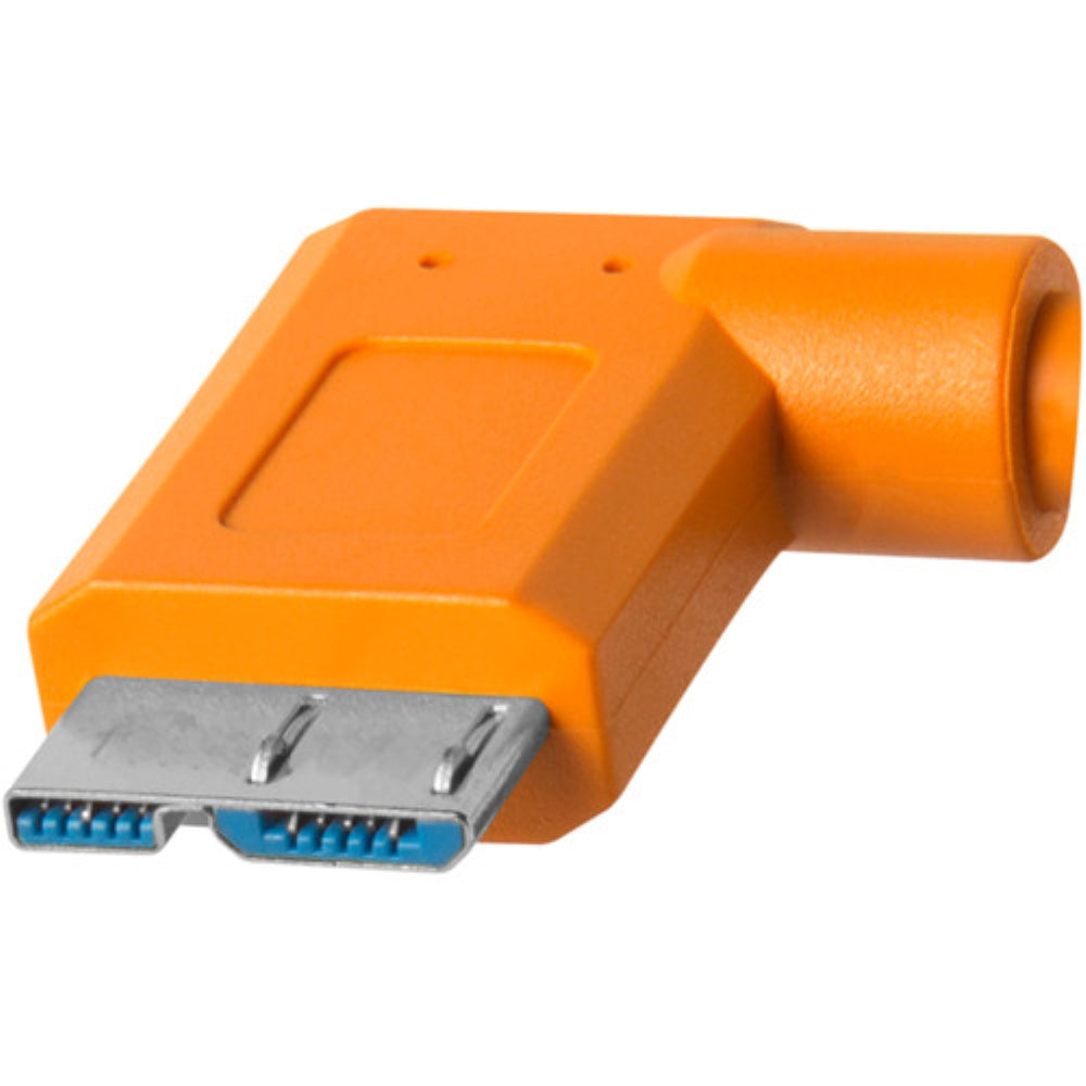 Tether Tools TetherPro USB Type-C Male to Micro-USB 3.0 Type B Male Cable | 15', Orange, Right-Angle