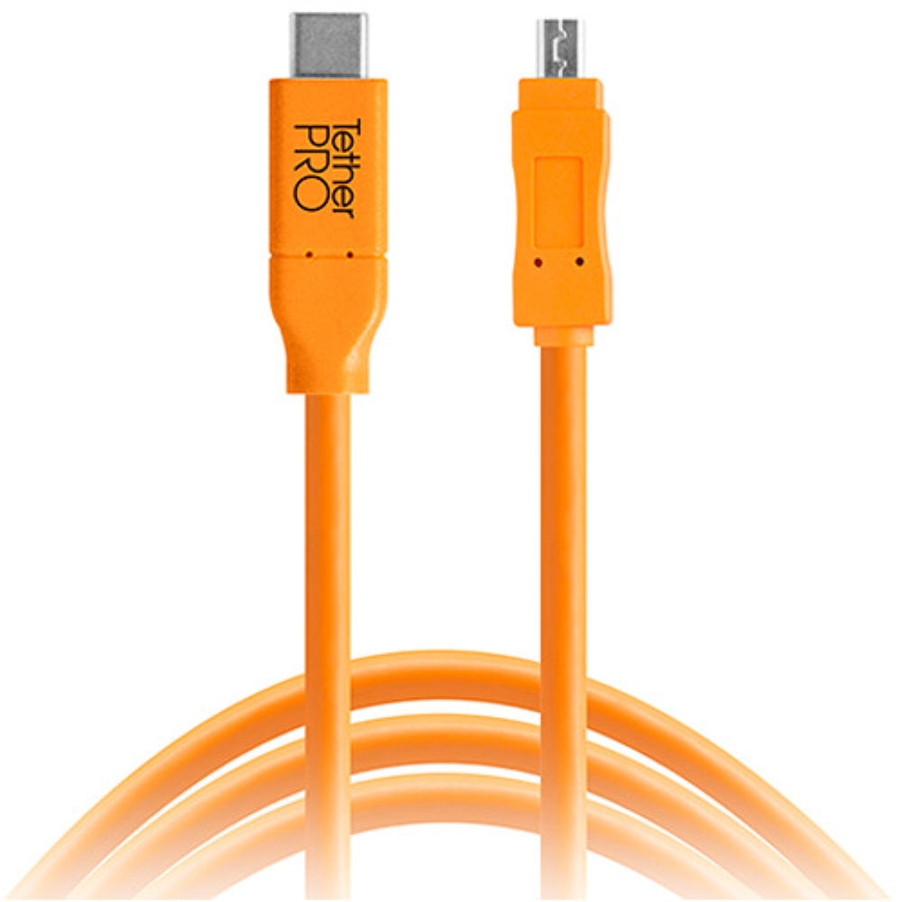 Tether Tools TetherPro USB Type-C Male to 8-Pin Mini-USB 2.0 Type-B Male Cable | 15', Orange
