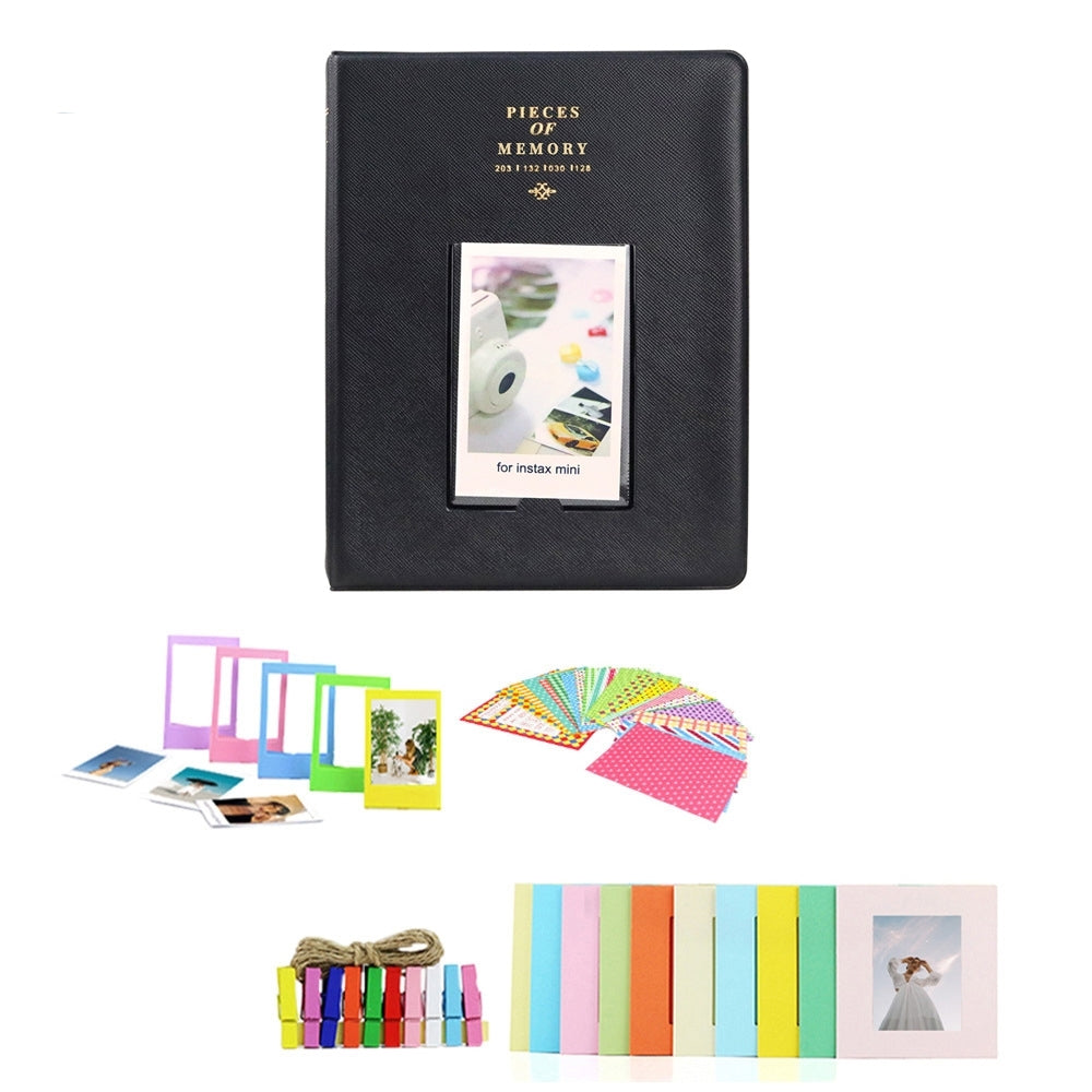 Fujifilm Instax Mini Evo Cinema Hybrid Instant Camera Bundle with 20 Exposures Mini Instant Film + 64GB Micro SD Card + Mini Album, Borders, Stickers & Clips (5 Items)