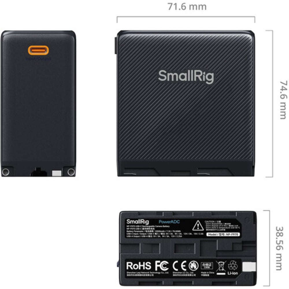 SmallRig L-Series/NP-F970 USB-C Rechargeable Camera Battery | Black