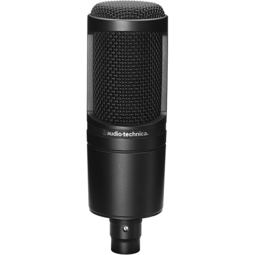 Audio-Technica AT2020 Cardioid Condenser Microphone Bundle with Studio Headphones + XLR Cable + Pop Filter + Icon Pro Audio USolo Recording Interface + Mic Arm + Cleaning Cloth (7 Items)