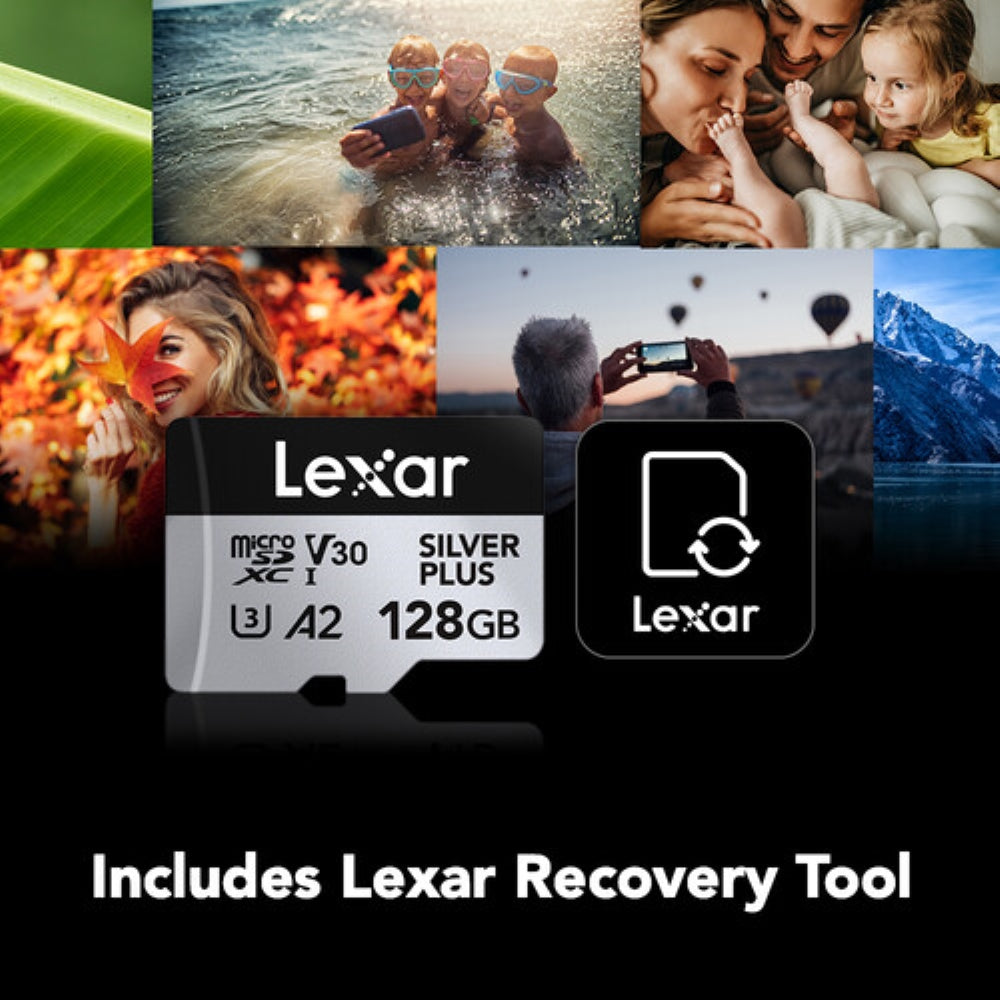 Lexar 128GB Professional SILVER PLUS UHS-I microSDXC Memory Card with SD Adapter