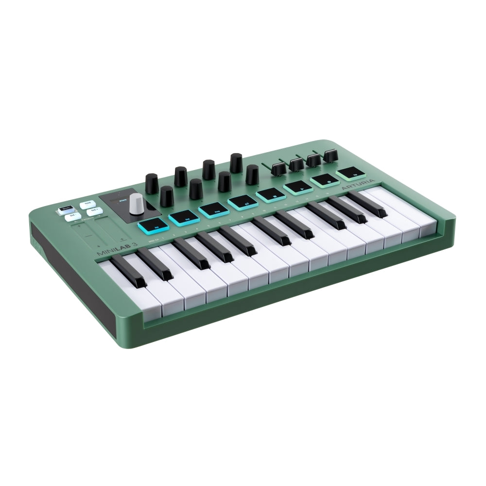 Arturia MiniLab 3 Compact MIDI Keyboard and Pad Controller (Mint Green) Bundled with MIDI Cable + Microfiber Cleaning Cloth (3 Items)