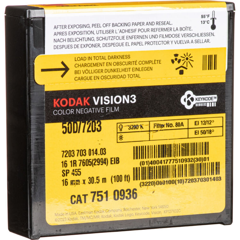 Kodak VISION3 50D Color Negative Film #7203 | 16mm, 100' Roll, Single Perf