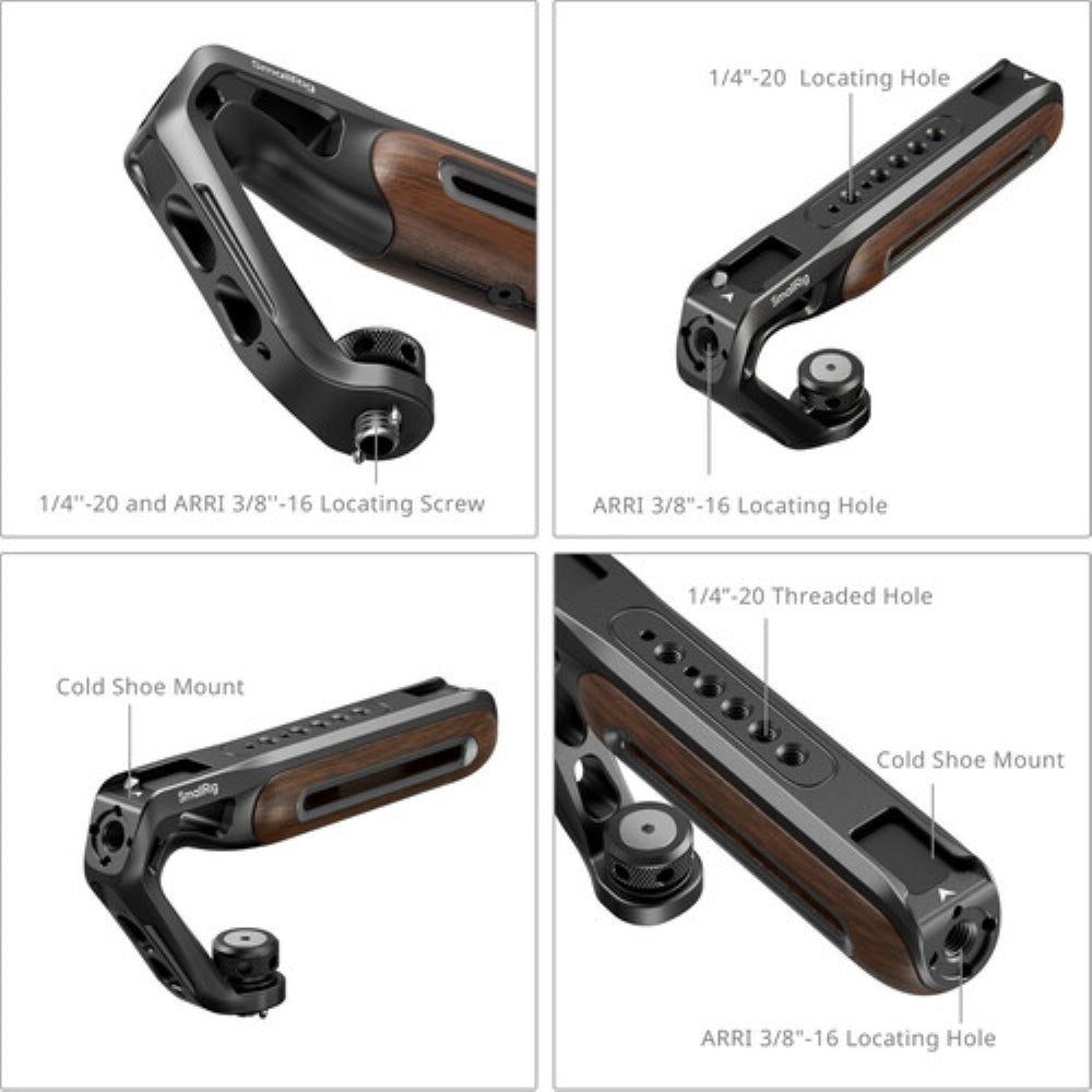 SmallRig Wooden Top Handle with 1/4"-20 & 3/8"-16 Locating Screw