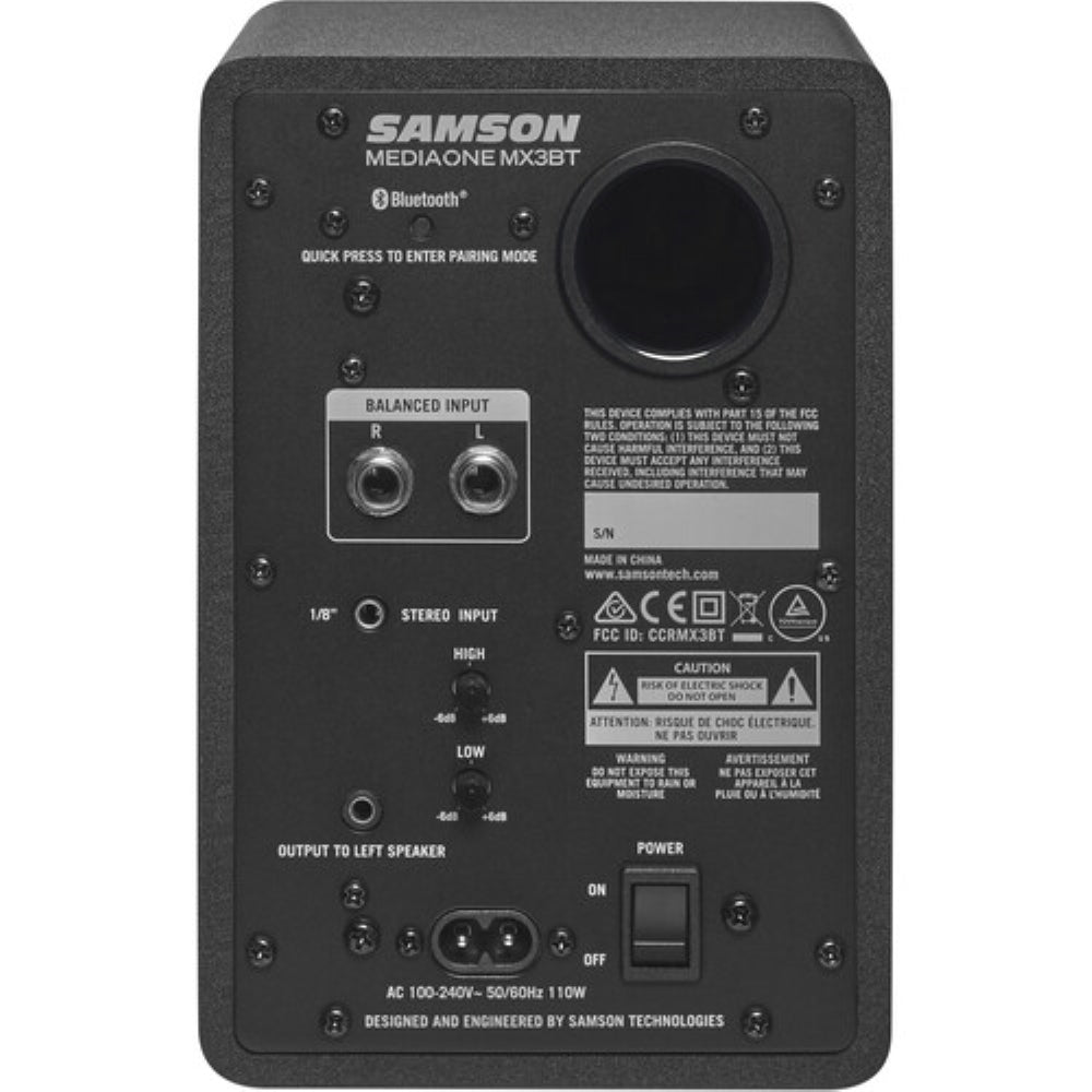 Samson MediaOne MX3BT 40W 2-Way Active 3" Monitors with Bluetooth | Pair