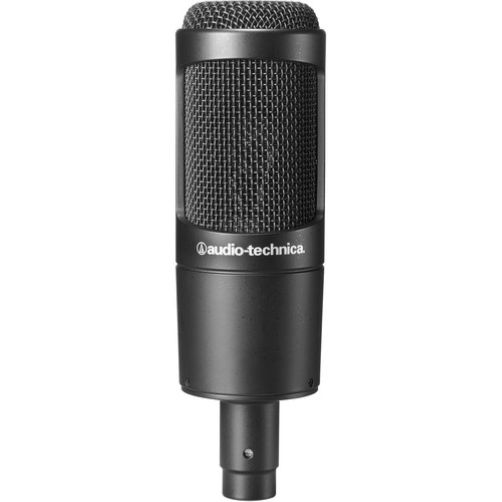 Audio-Technica AT2035 Cardioid Condenser Microphone Bundle with Studio Headphones + XLR Cable + Pop Filter + Icon Pro Audio USolo Recording Interface + Mic Stand + Cleaning Cloth (7 Items)