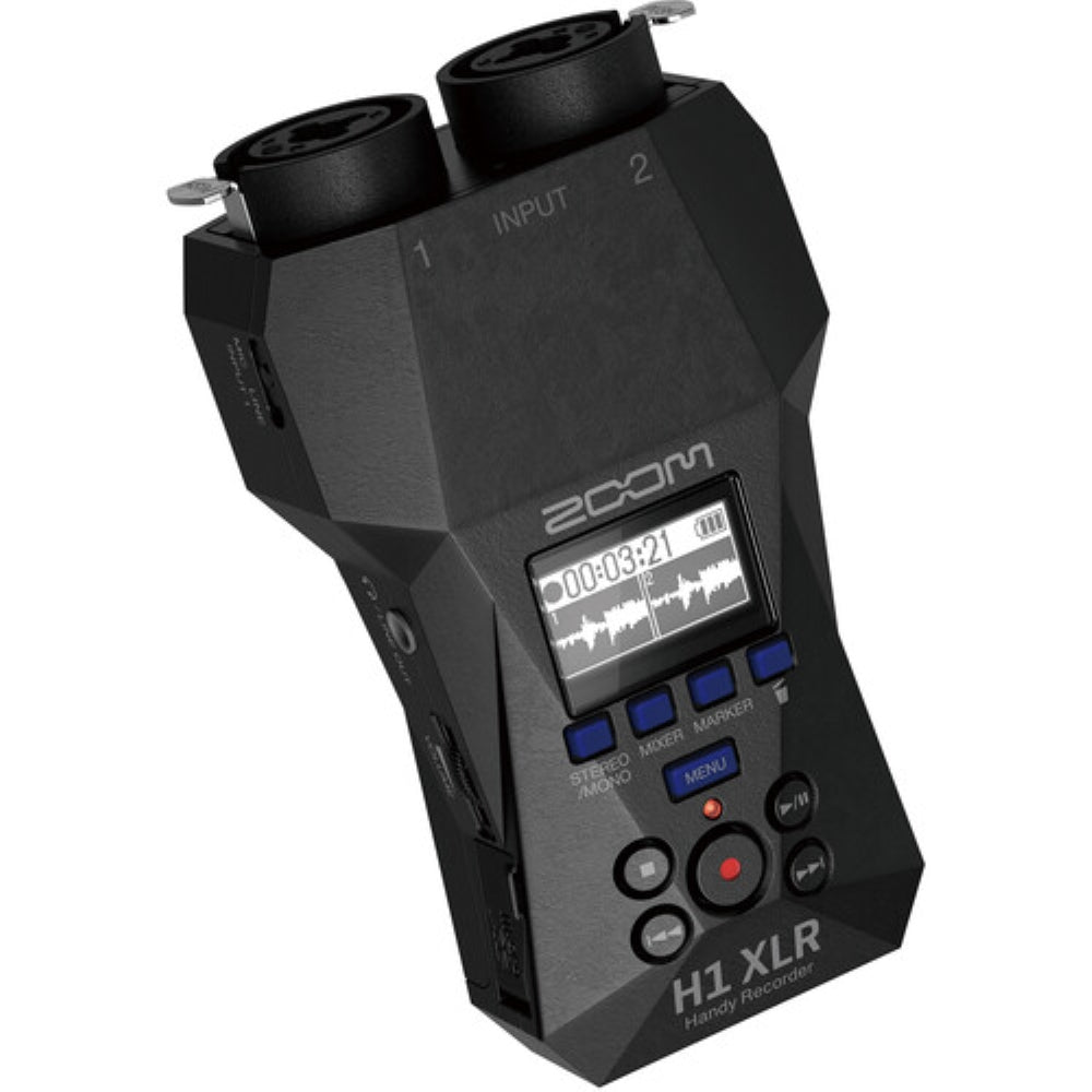 Zoom H1 XLR Portable Audio Recorder for Video Bundled with 64GB Micro SD Card + XLR Cable + Lavalier Mic + Furry Lavalier Windscreen + 4 AA Batteries + Microfiber Cloth (7 Items)