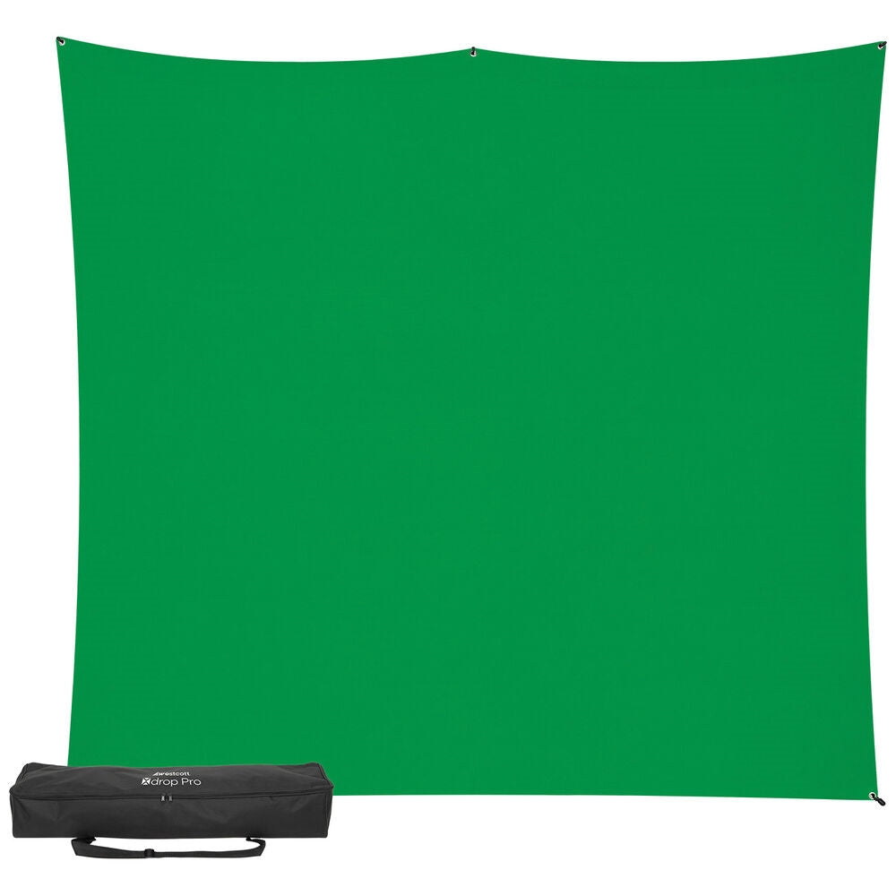 Westcott X-Drop Pro Water-Resistant Backdrop Kit | Chroma-Key Green, 8 x 8'