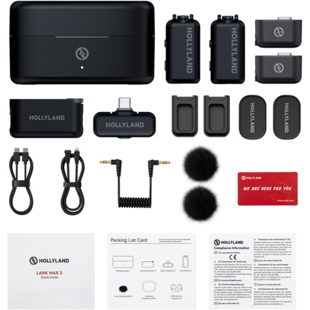 Hollyland LARK MAX 2 Combo 2-Person Wireless Microphone System for Cameras and Mobile Devices | Space Gray, 2.4 GHz