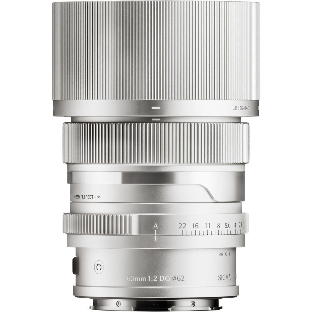 Sigma 65mm f/2 DG Contemporary Lens Compatible with L-Mount (Full Frame) Silver Bundle with 62mm UV Filter + Lens Cap Keeper + Cleaning Kit + Cleaning Cloth (5 Items)