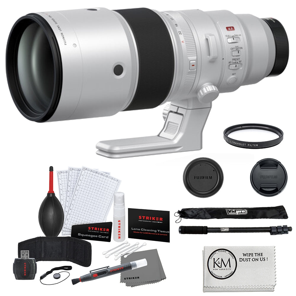 FUJIFILM XF 500mm f/5.6 R LM OIS WR Lens Bundle with 95mm UV Filter + Deluxe Photo Starter Kit + 67" Professional Monopod + Cleaning Cloth (5 Items)