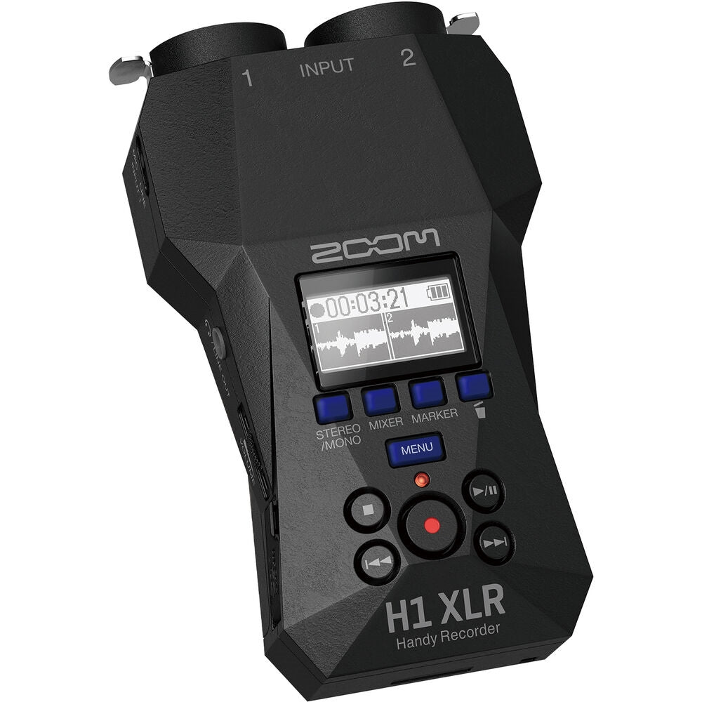 Zoom H1 XLR Portable Audio Recorder for Video Bundled with 64GB Micro SD Card + XLR Cable + Headphones + Lavalier Mic + Furry Lavalier Windscreen + 4 AA Batteries + Microfiber Cloth (8 Items)