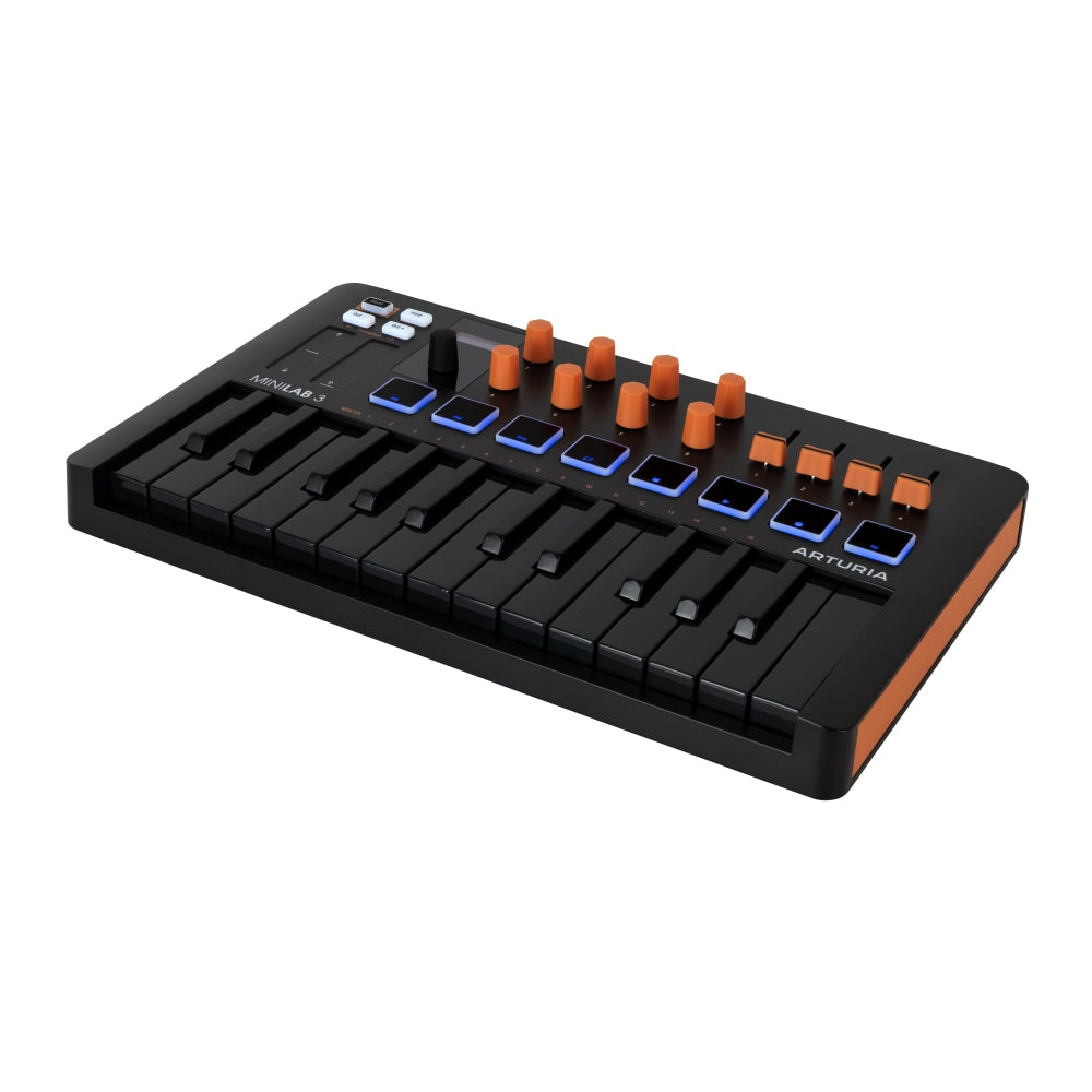 Arturia MiniLab 3 Compact MIDI Keyboard and Pad Controller | Orange and Black