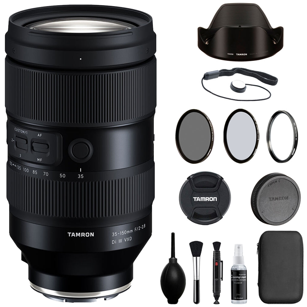 Tamron 35-150mm f/2-2.8 Di III VXD Lens Compatible with E Mount (Full Frame) Bundle with Tiffen Filter Set + Lens Cap Keeper + Deluxe Cleaning Kit + Cleaning Cloth (5 Items)