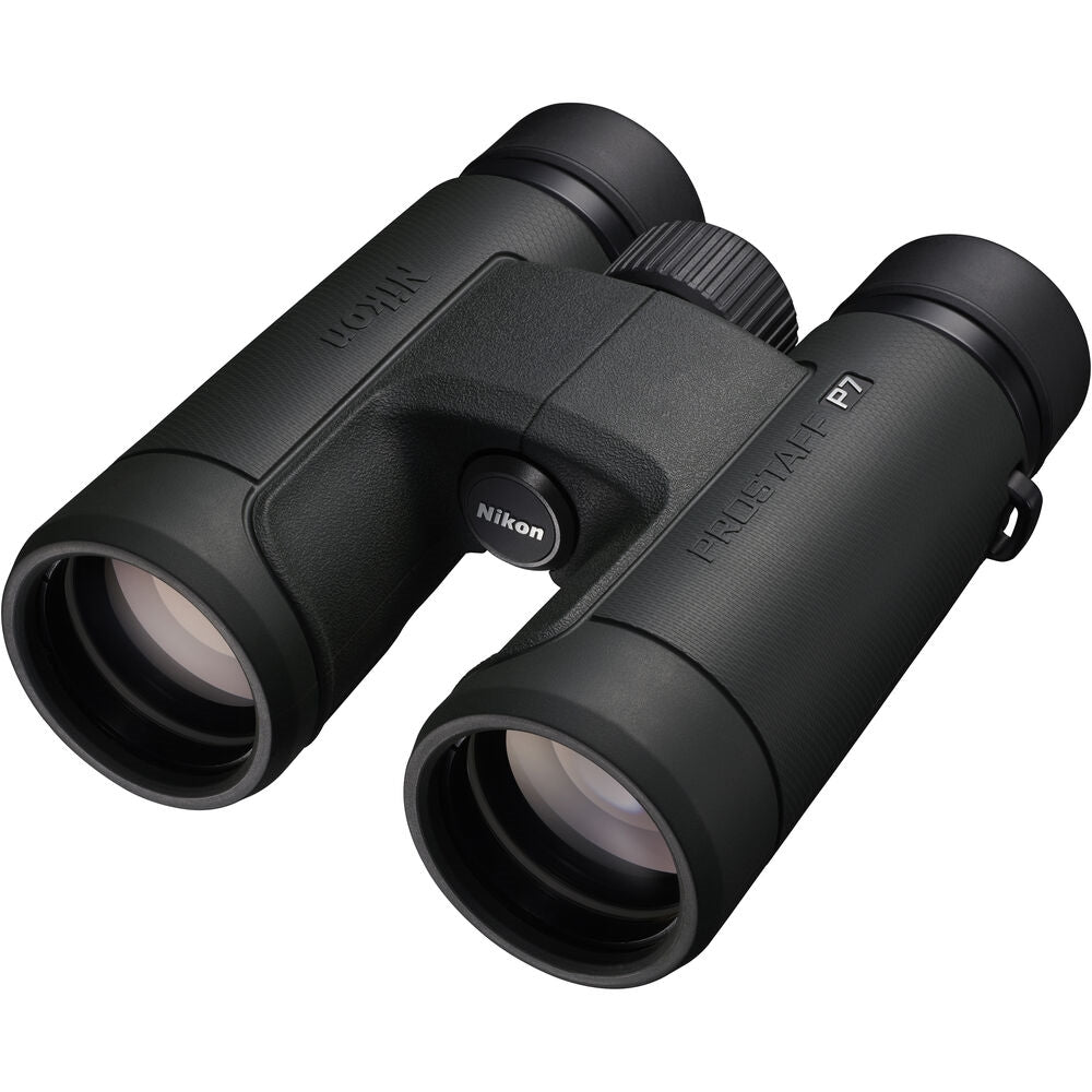 Nikon PROSTAFF P7 10x42 Binoculars Bundled with Harness Strap + Deluxe Cleaning Kit + Smartphone to Binocular adapter + Microfiber Cleaning Cloth (5 Items)