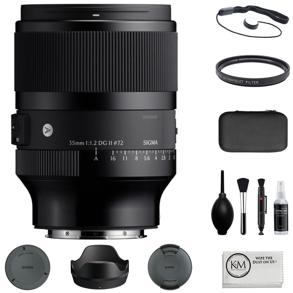 Sigma 35mm f/1.2 DG II Art Lens Compatible with L-Mount (Full Frame) Bundle with UV Filter + Lens Cap Keeper + Cleaning Kit + Cleaning Cloth (5 Items)