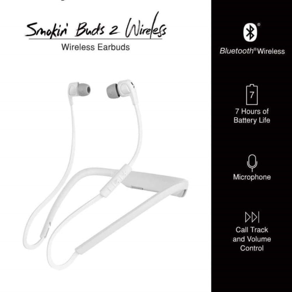 Skullcandy Smokin Bud 2 Bluetooth Ear Buds | White/Chrome