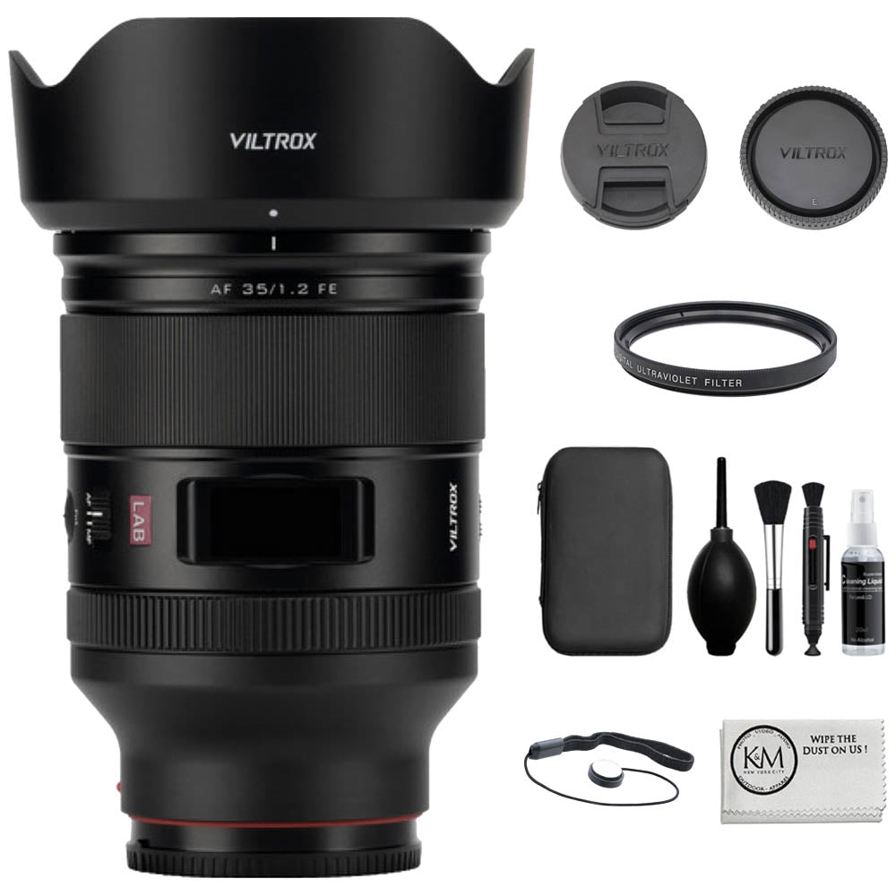 Viltrox AF 35mm f/1.2 LAB FE Lens Compatible with Sony E Mount Bundle with UV Filter + Lens Cap Keeper + Cleaning Kit + Cleaning Cloth (5 Items)