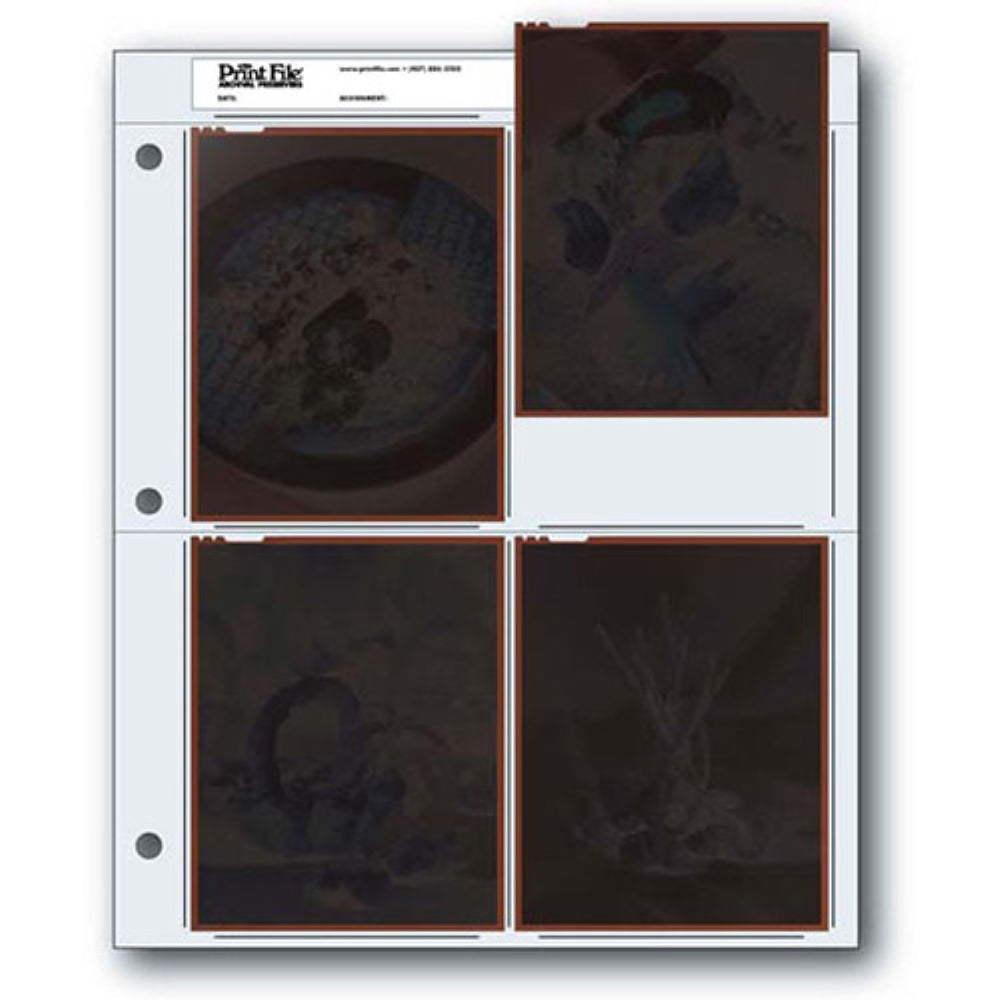 Print File Archival Storage Pages for Negatives or Transparencies | 4 x 5", 4 Pockets, 100 Pack