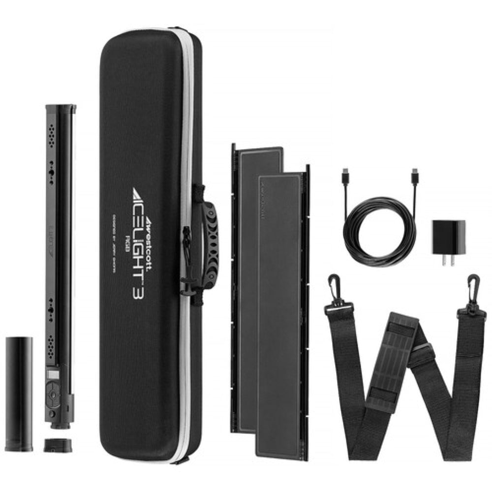 Westcott Ice Light 3 RGB LED Tube Light | 1.5', Battery Grip & Barndoors Kit