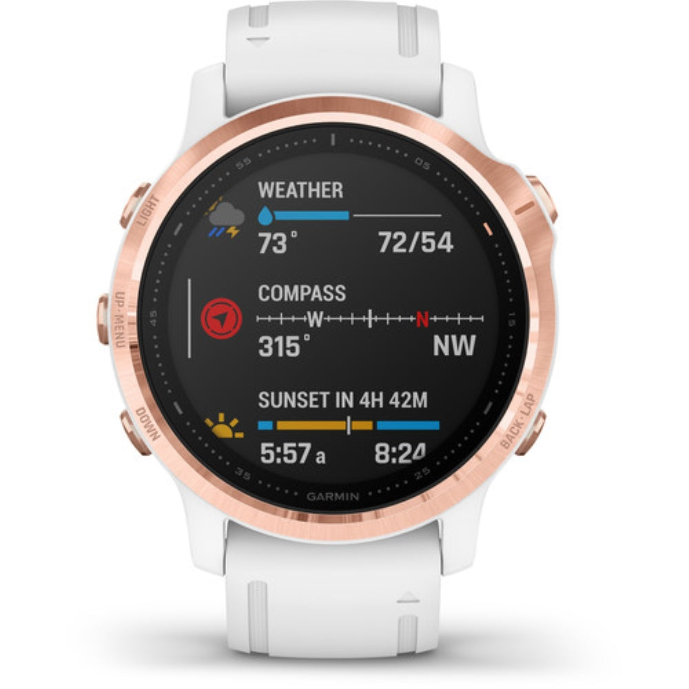 Garmin fenix 6S Multisport GPS Smartwatch | 42mm, Pro, Rose Gold-Tone / White Band