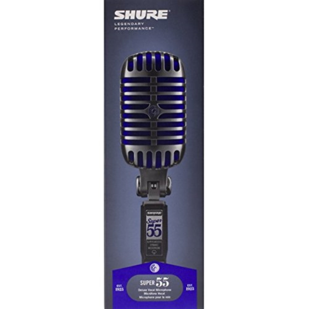 Shure Super 55 Supercardioid Dynamic Microphone | Chrome with Blue Foam