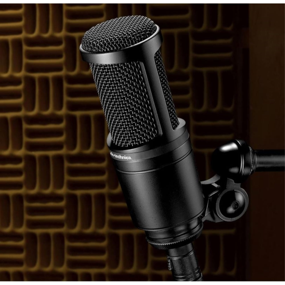 Audio-Technica AT2020 Cardioid Condenser Microphone Bundle with Desktop Stand + U-Shaped Shield Pop Filter + XLR Cable + Cleaning Cloth (5 Items)