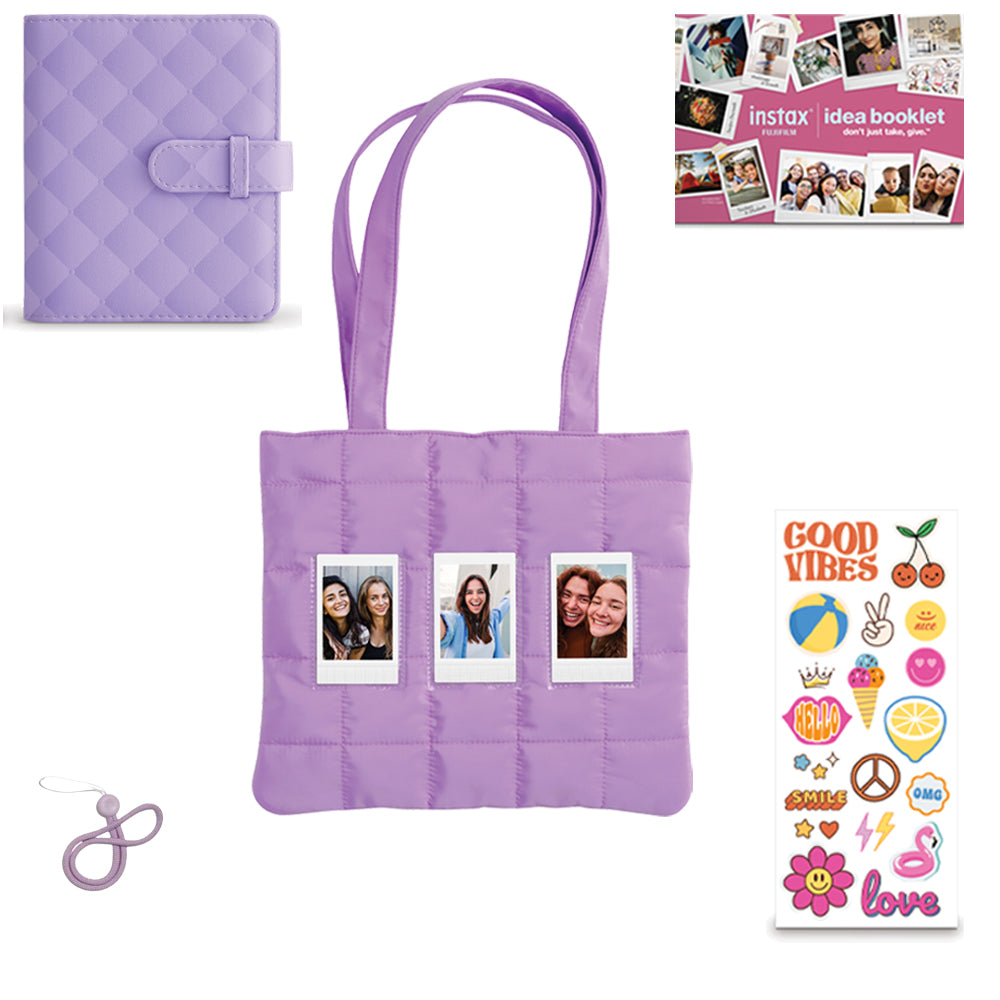 FUJIFILM INSTAX Mini 12 Bundle | Purple with Instax Mini Film + 4pk AA Batteries & Cleaning Cloth (10 Items)