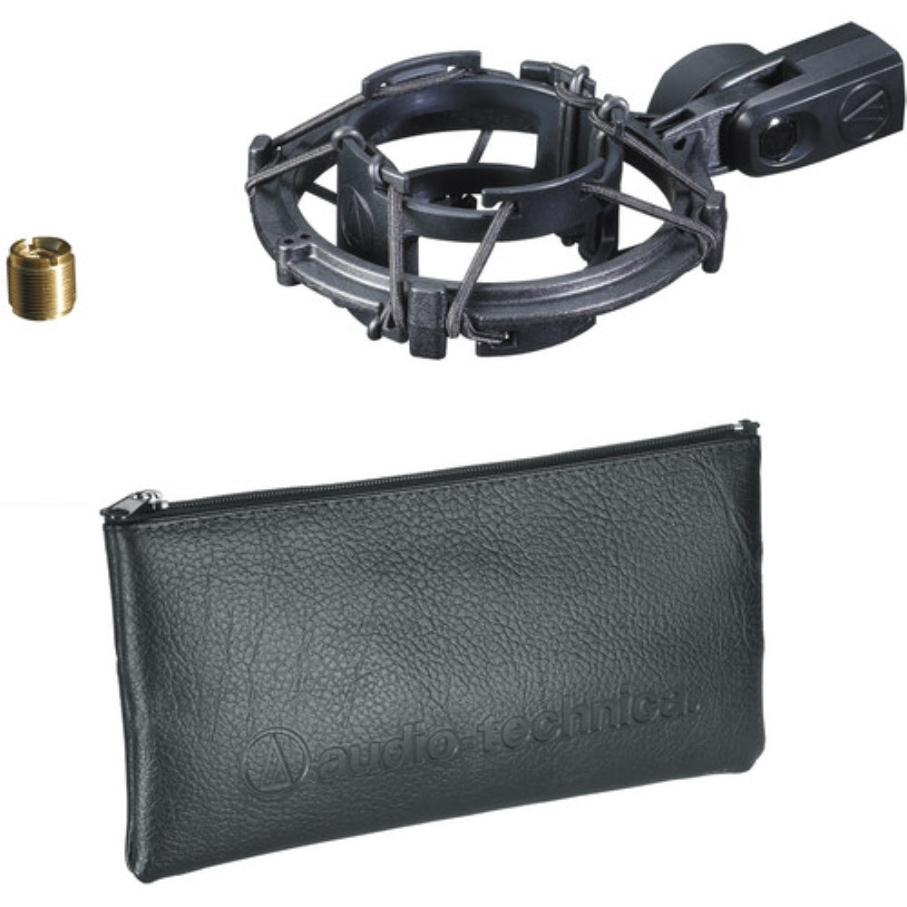 Audio-Technica AT2035 Cardioid Condenser Microphone Bundle with Audio Interface + Studio Headphones + Microphone Stand + Pop Filter + XLR Cable + Cleaning Cloth (7 Items)