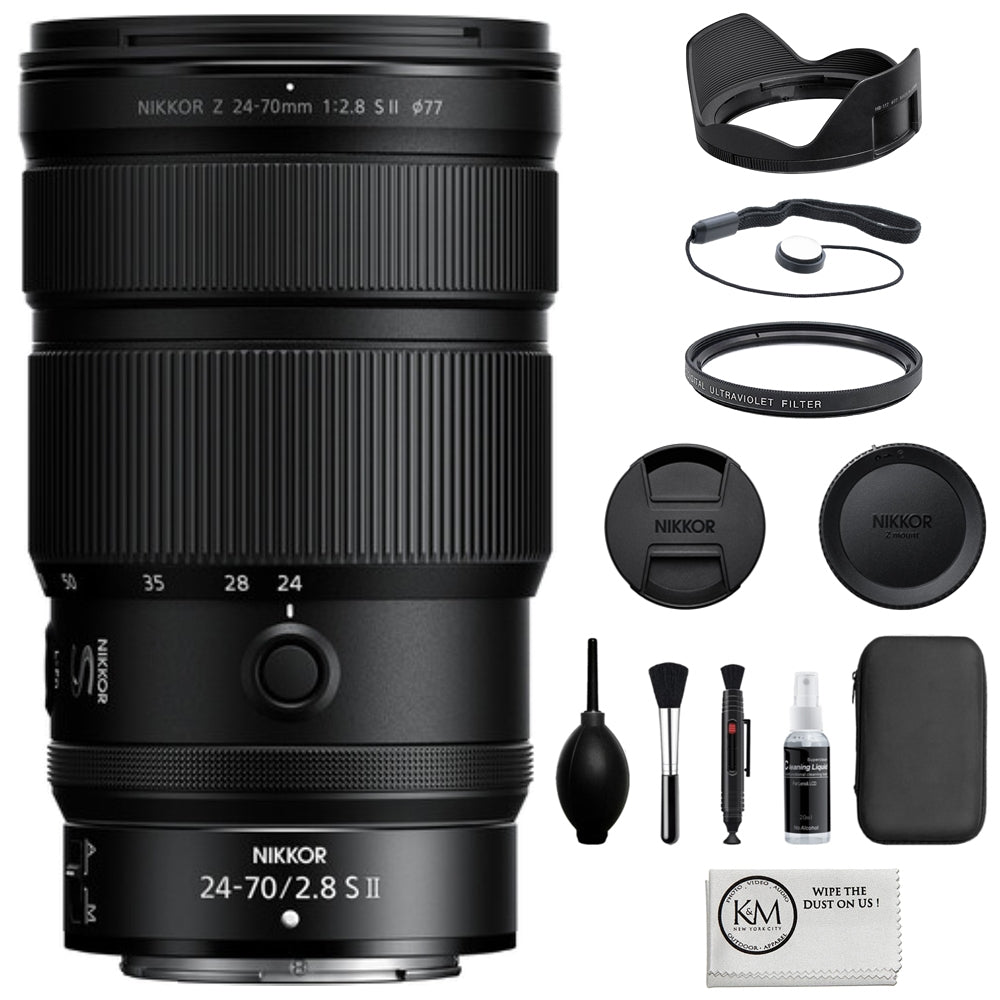 Nikon NIKKOR Z 24-70mm f/2.8 S II Lens Compatible with Nikon Z Mount (Full Frame Bundle with 77mm UV Filter + Lens Cap Keeper + Cleaning Kit + Cleaning Cloth (5 Items)