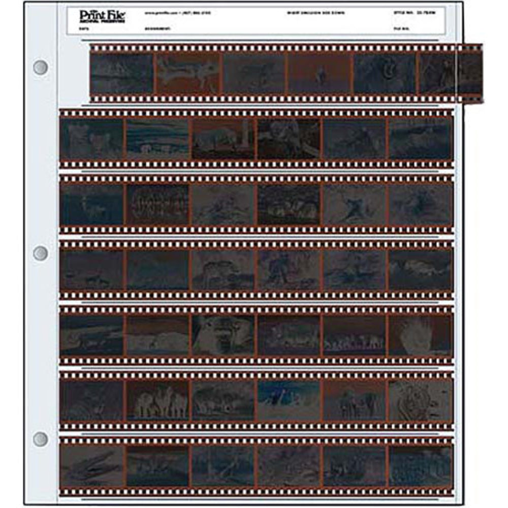 Print File 35mm Size Archival Storage Pages for Negatives | 7-Strips of 6-Frames, 25 Pack