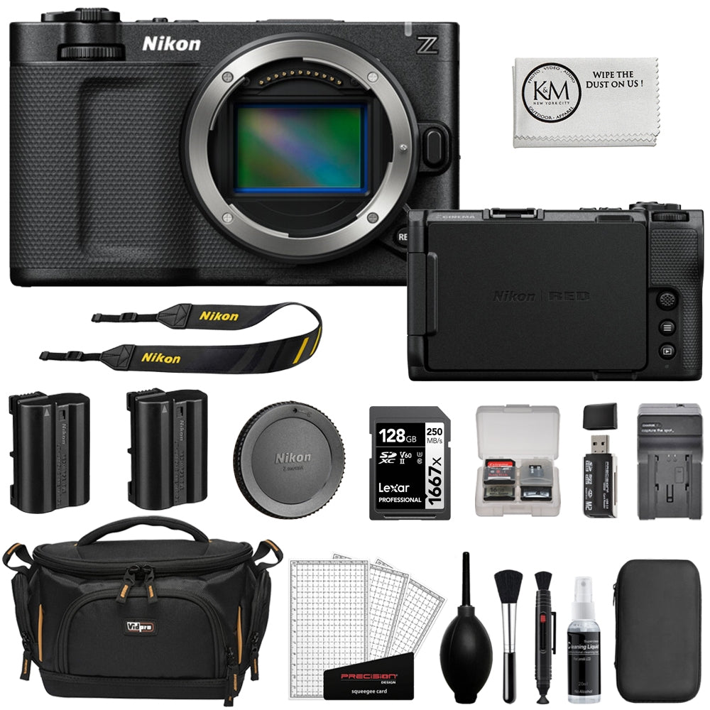 Nikon ZR 6K Cinema Camera Bundle with 128GB SDXC Memory Card + EN-EL15c Battery + Battery Charger + Memory Card Case + Cleaning Kit + Camera Bag + Cleaning Cloth (10 Items)