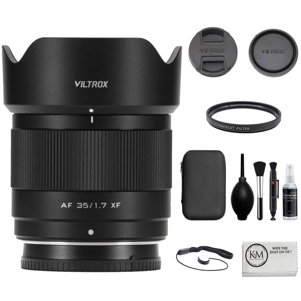 Viltrox AF 35mm f/1.7 XF Lens Compatible with FUJIFILM X Mount Bundle with UV Filter + Lens Cap Keeper + Cleaning Kit + Cleaning Cloth (5 Items)