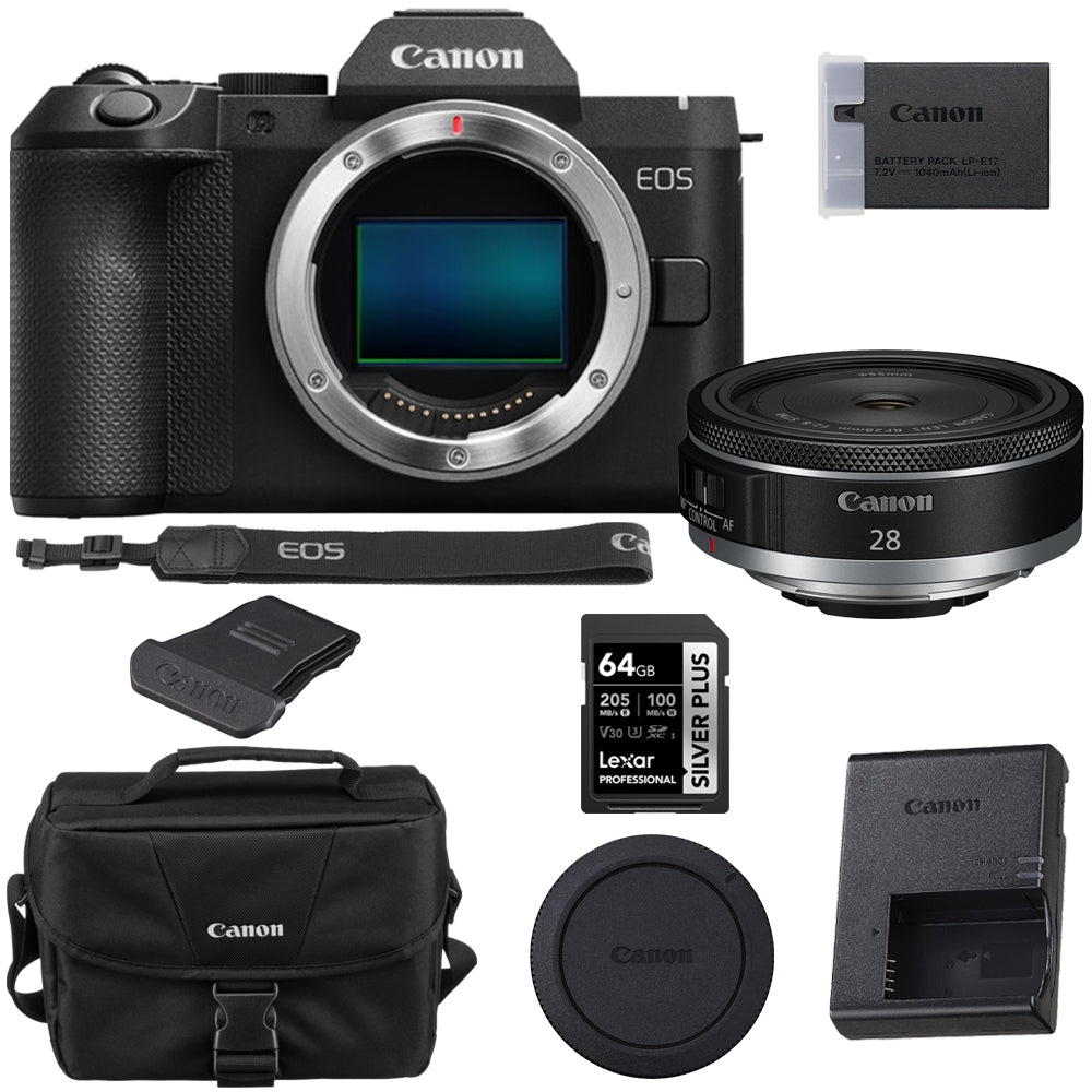 Canon EOS R8 Mark II Mirrorless Camera with Canon RF 28mm f/2.8 STM Lens + 64GB Memory Card + 200ES Shoulder Bag