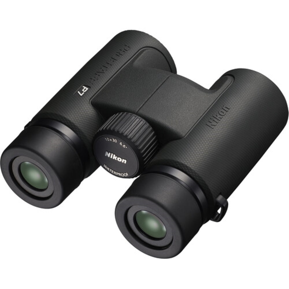 Nikon PROSTAFF P7 10x30 Binoculars Bundled with Harness Strap + Deluxe Cleaning Kit + Smartphone to Binocular adapter + Microfiber Cleaning Cloth (5 Items)