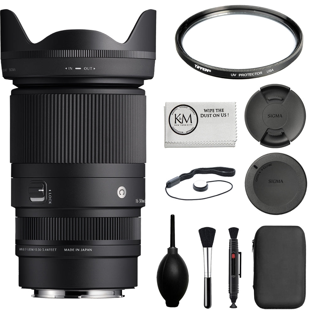 Sigma 16-300mm f/3.5-6.7 DC OS Contemporary Lens Compatible with L Mount (APS-C) | Bundle with 67mm UV Filter + Cleaning Kit + Cleaning Cloth (4 Items)