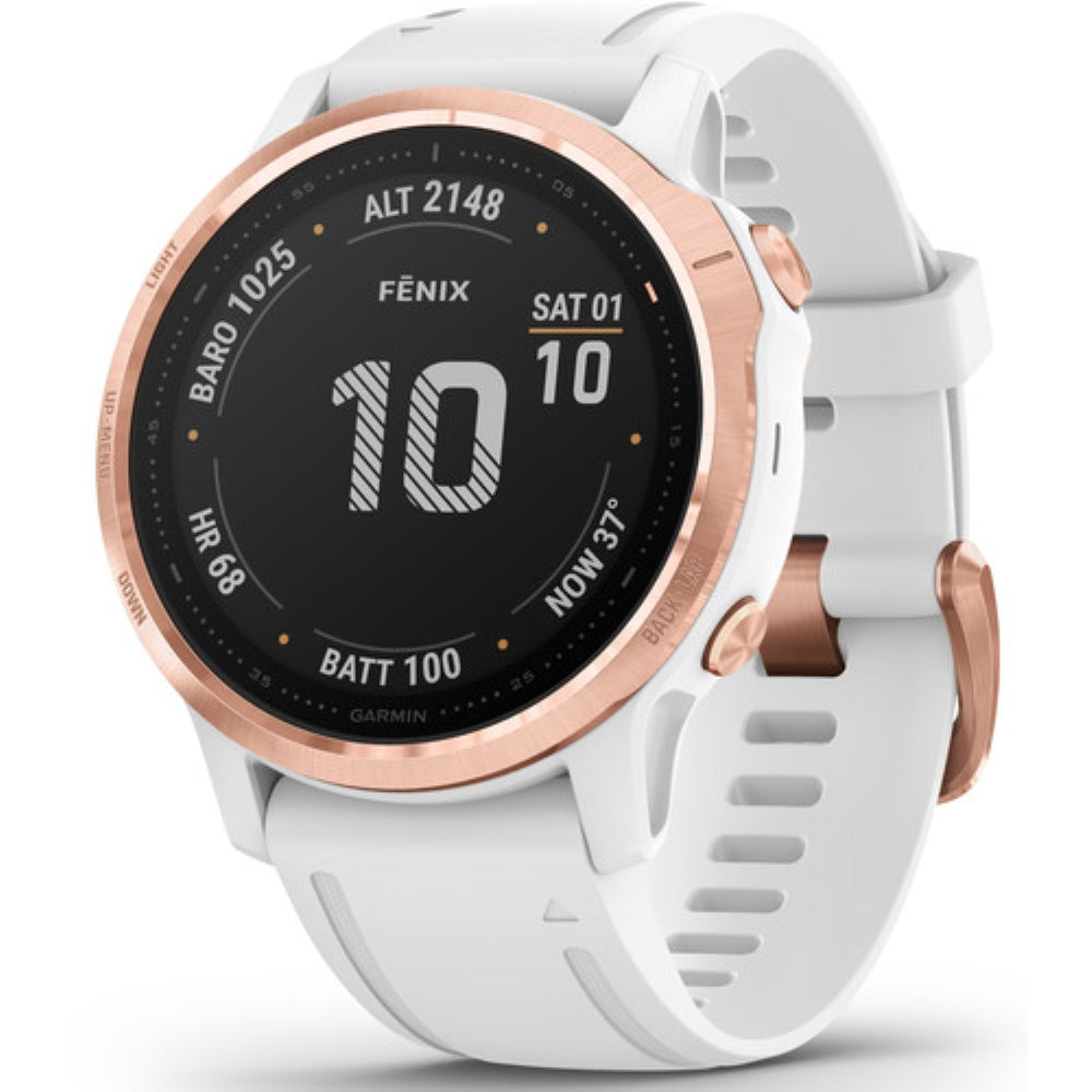 Garmin fenix 6S Multisport GPS Smartwatch | 42mm, Pro, Rose Gold-Tone / White Band