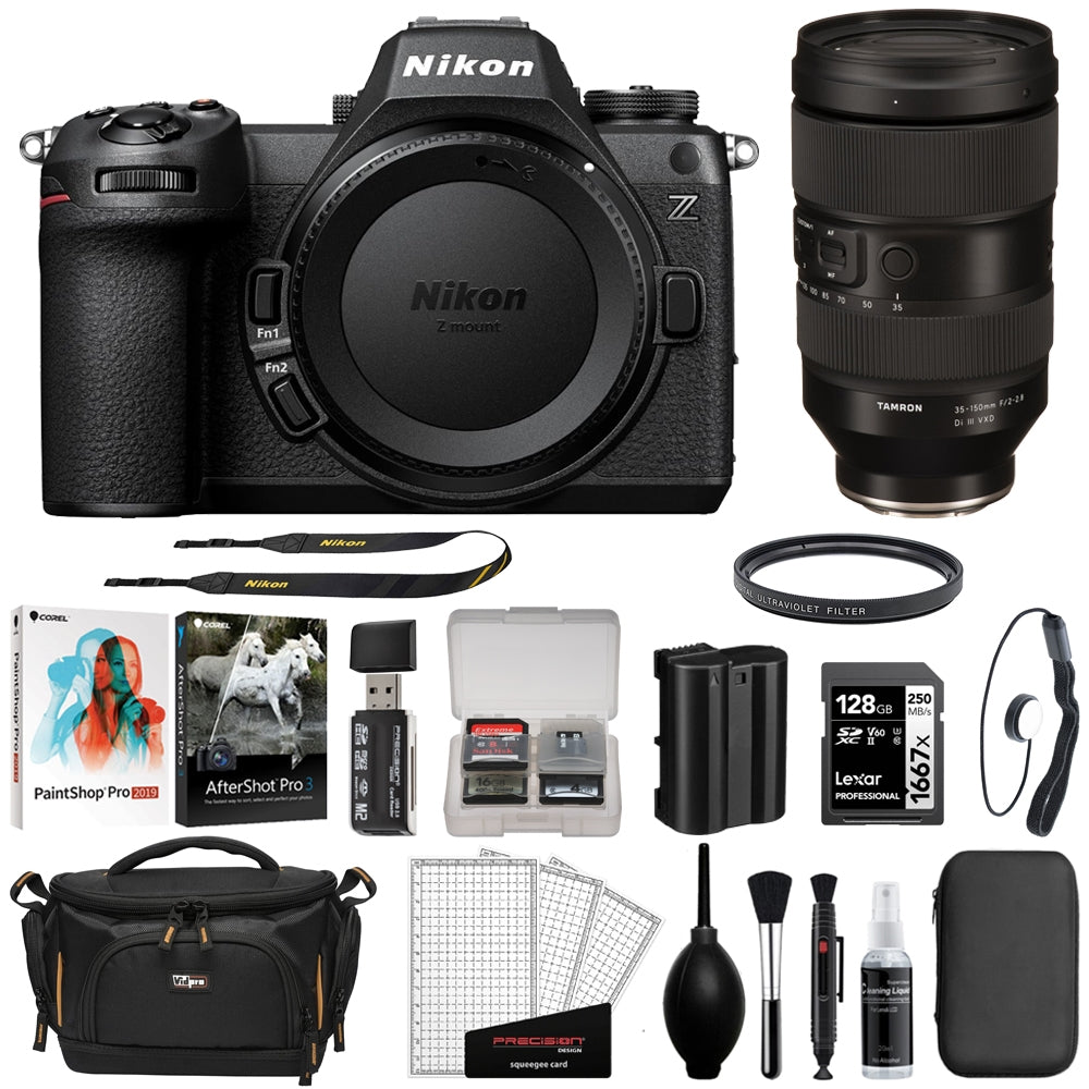 Nikon Z6 III Mirrorless Camera Bundle with Tamron 35-150mm f/2-2.8 Di III VXD Lens + 128GB Memory Card + Corel Photo Bundle + Camera Bag + Cleaning Kit (13 Items)