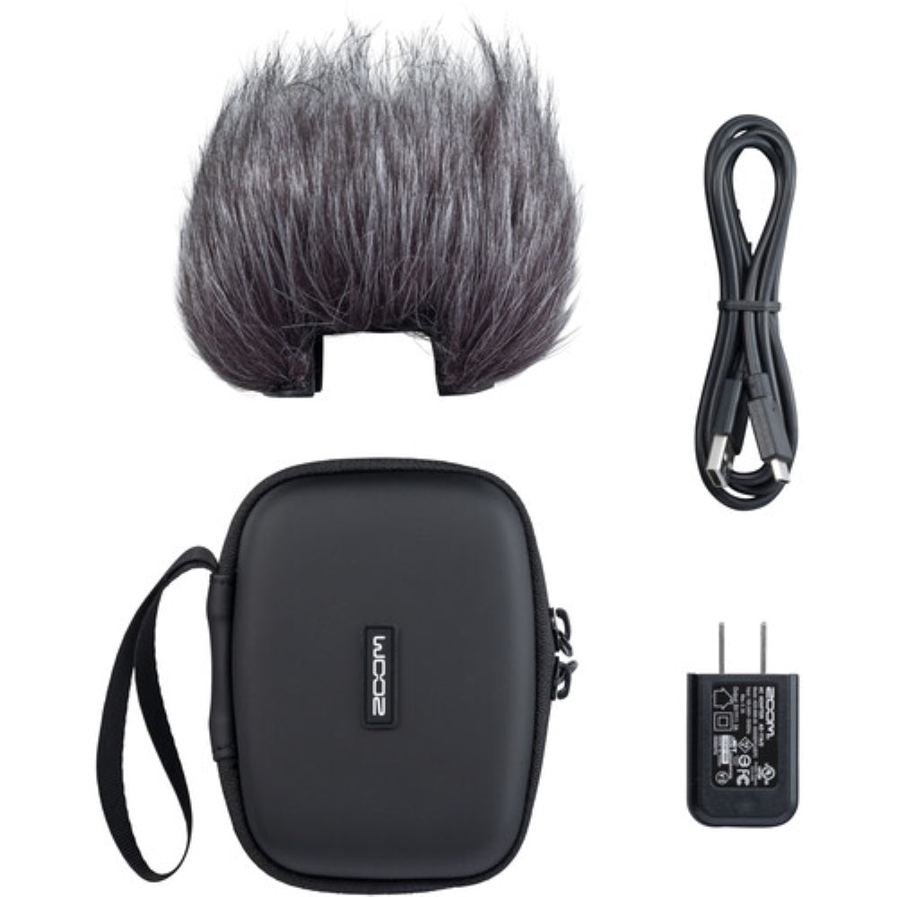 Zoom H2essential Multi-Mic 32-Bit Float Handy Recorder Bundle with APH-2e Accessory Pack + 64GB Micro-SD + Lavalier Microphone + Grip Tripod + 4 Pack AA Batteries + Cleaning Cloth (7 Items)