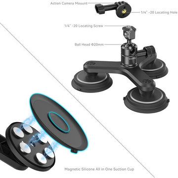 SmallRig Triple Magnetic Suction Cup Mounting Support Set for Action Cameras