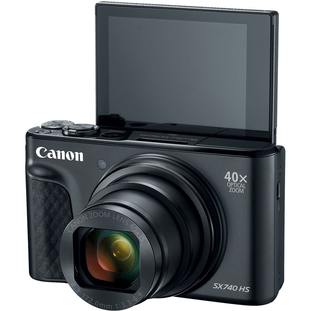 Canon PowerShot SX740 HS Digital Camera | Black Bundled with 64GB Memory Card + Digital Camera Pouch + Cleaning Kit - Blower, Lens Pen, Brush & Case (4 Items)