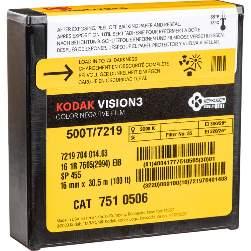 Kodak VISION3 500T Color Negative Film #7219 | 16mm, 100' Roll, Single Perf