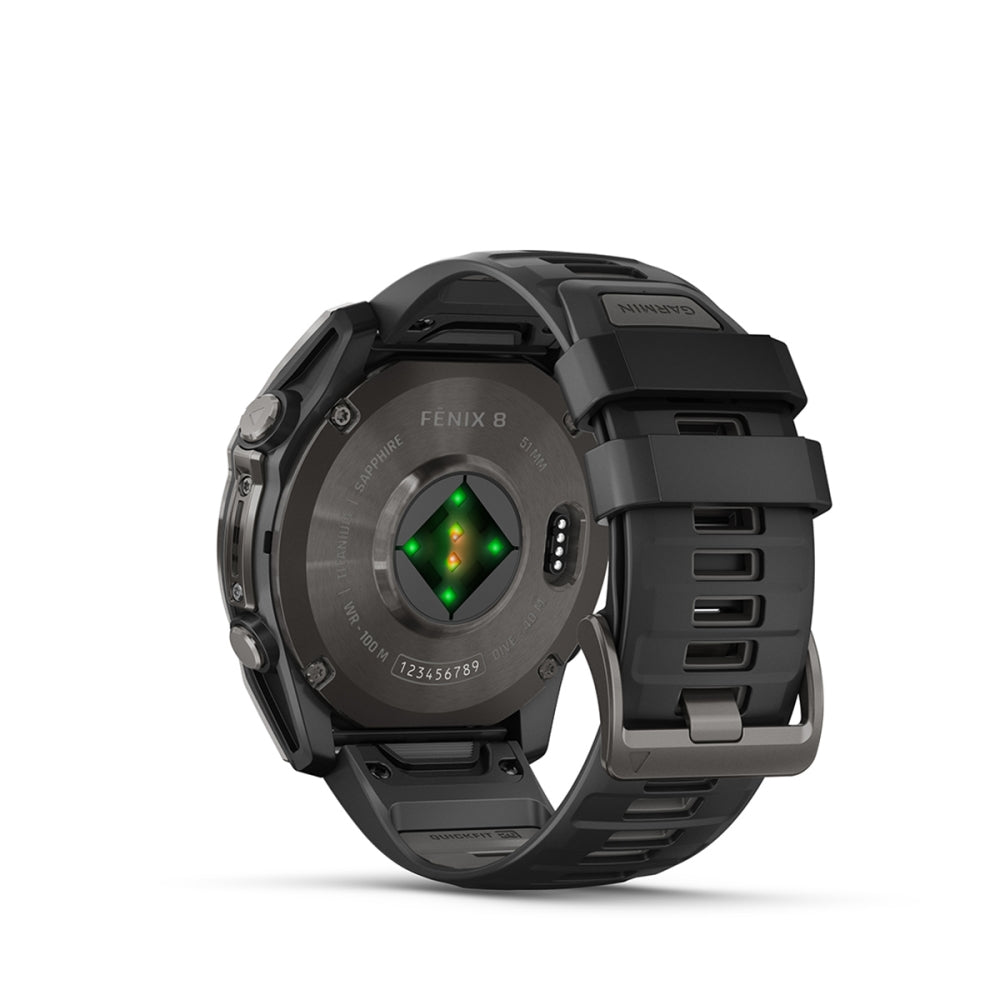 Garmin fenix 8 Sapphire 47mm AMOLED GPS Smartwatch | Carbon Gray with Black/Pebble Gray Band