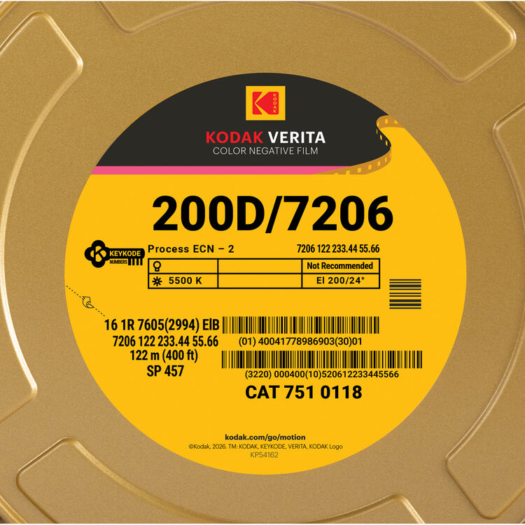 Kodak VERITA 200D Color Negative Film #7206 (16mm, 400' Roll)