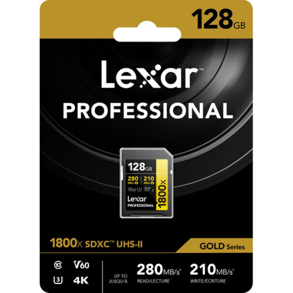 Lexar 128GB Professional 1800x UHS-II SDXC Memory Card | GOLD Series