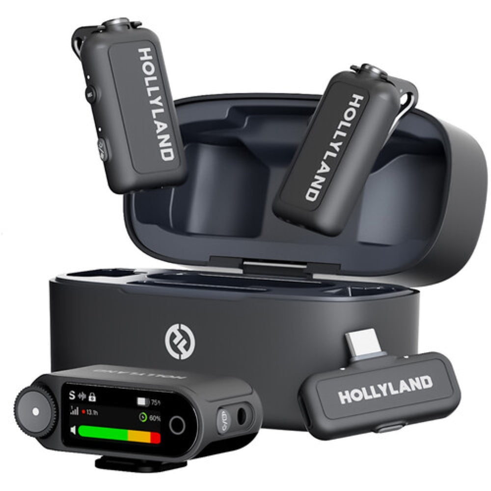 Hollyland LARK MAX 2 Combo 2-Person Wireless Microphone System for Cameras and Mobile Devices | Space Gray, 2.4 GHz