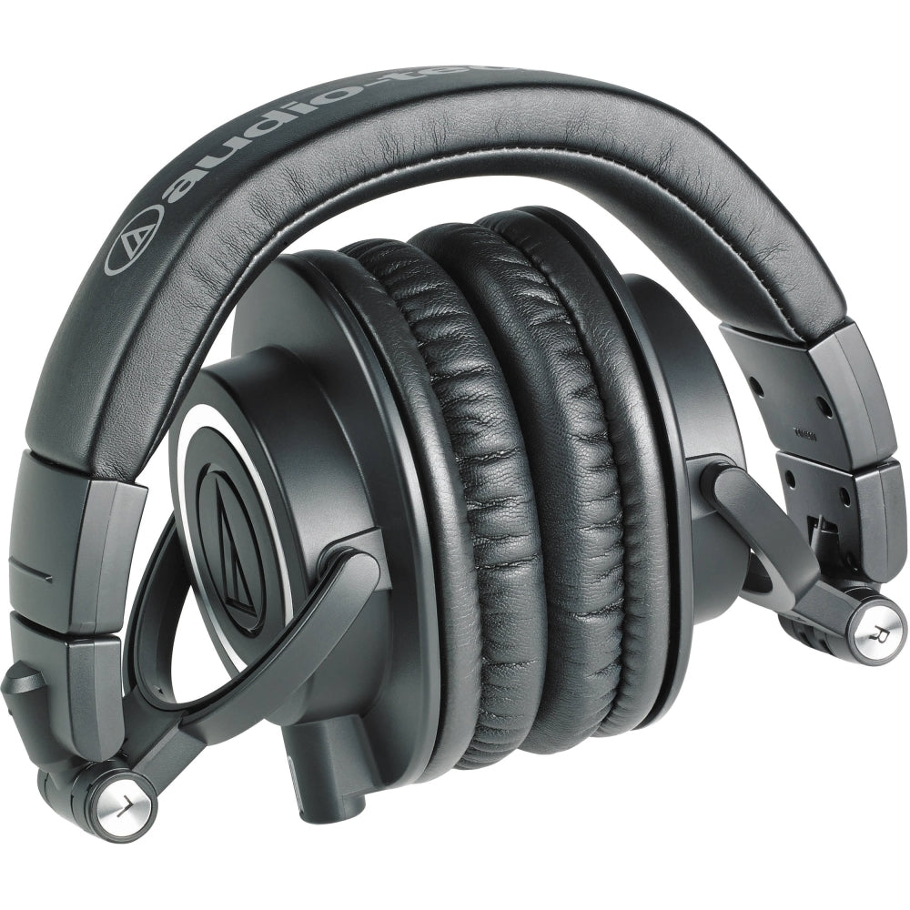 Audio-Technica ATH-M50x Closed-Back Monitor Headphones (Black) Bundled with Black USB-C Headphone Adapter w/ Built-In DAC + Full-Sized Headphone Case + Cloth