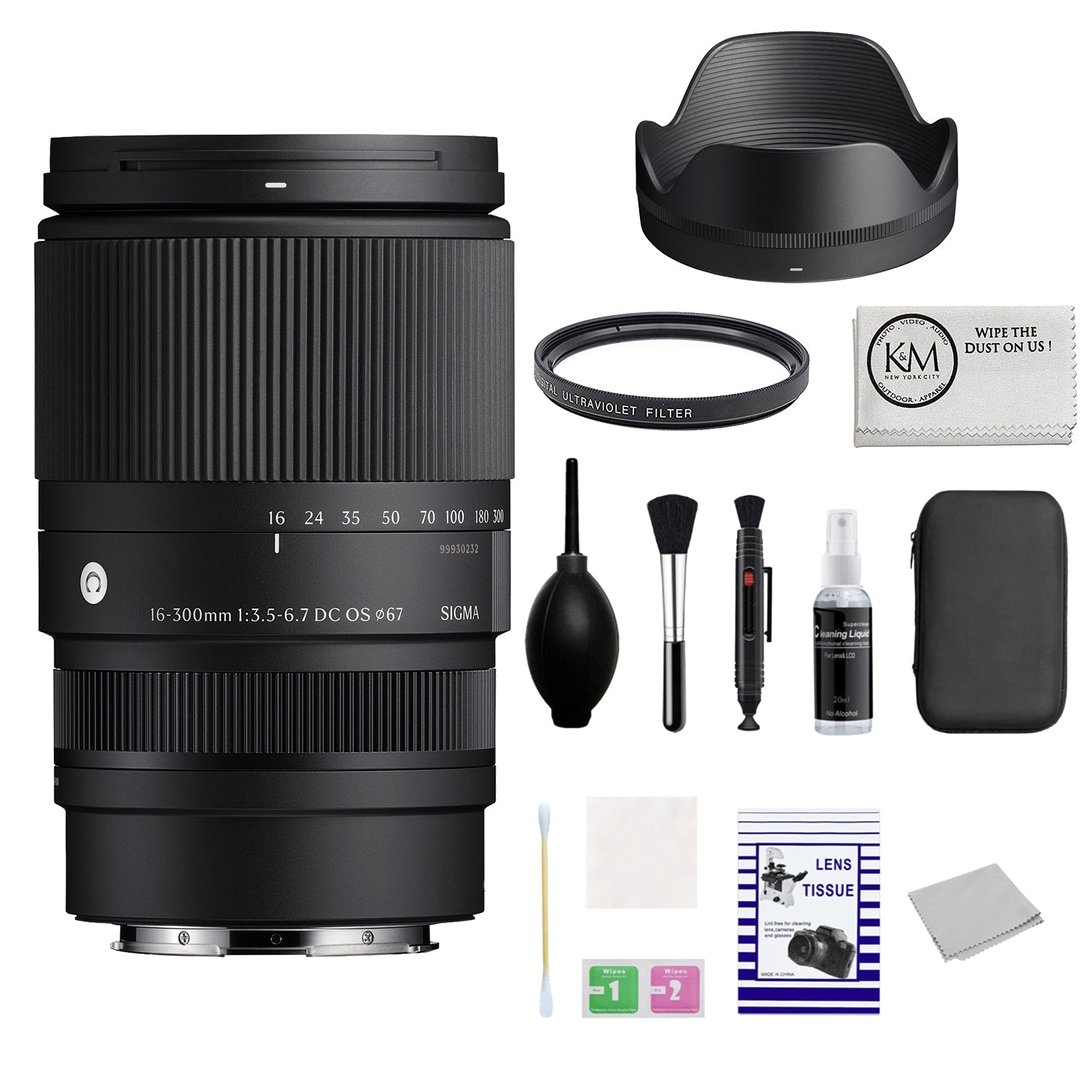 Sigma 16-300mm f/3.5-6.7 DC OS Contemporary Lens (Canon RF) Bundle with UV Filter + Cleaning Kit + Microfiber Cloth (4 Items)