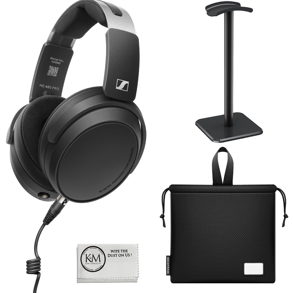 Sennheiser HD 480 PRO Professional Recording & Monitoring Headphones Bundled with Headphone Stand + Cleaning Cloth (3 Items)